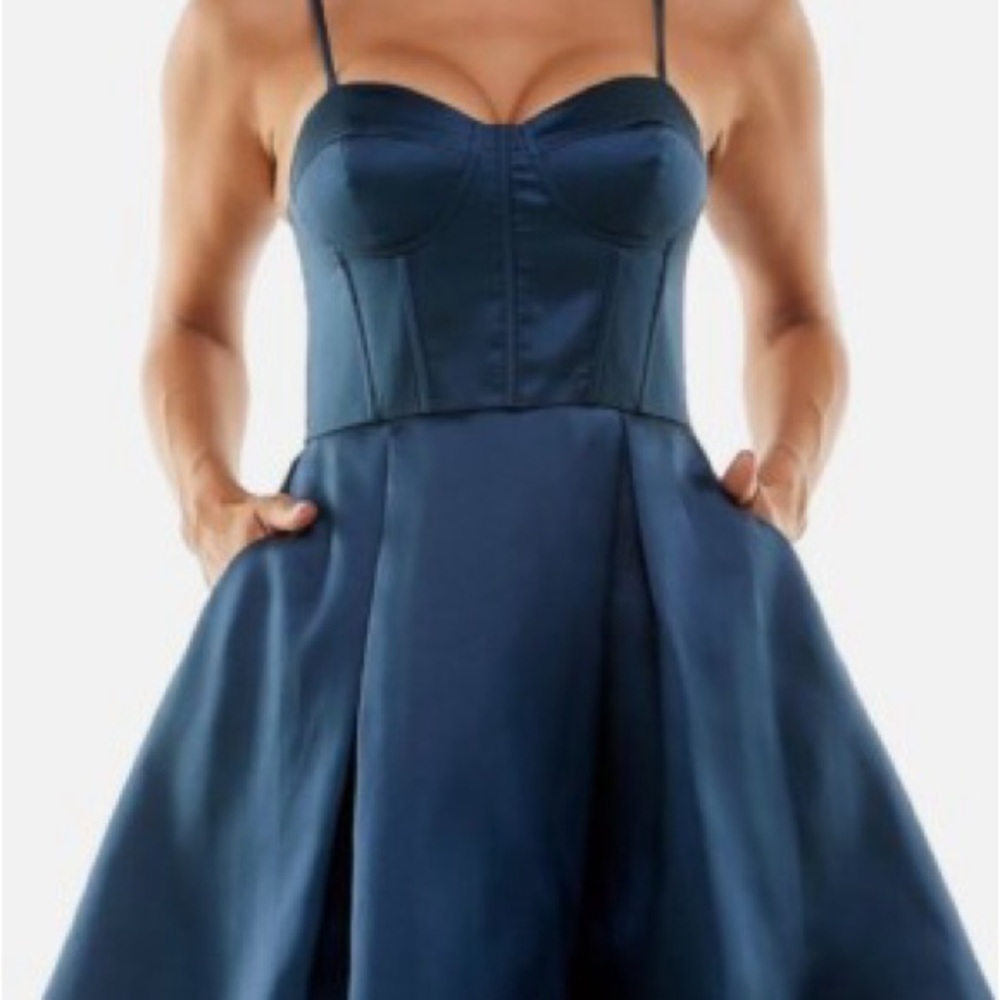 B.Darlin Navy Blue Fit & Flare Bustier Mini Dress – Size 7/8